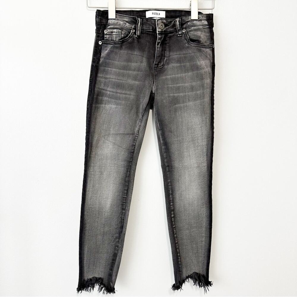 Pistola jeans black charcoal denim skinny size 27 stretch